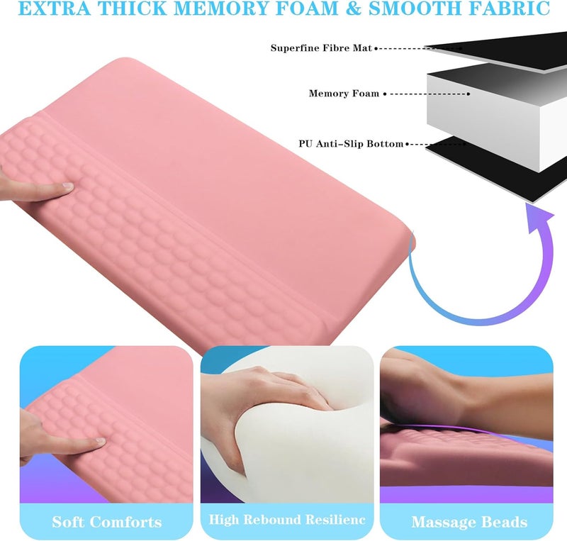 KEPUTAIER Computer Keyboard Stand with Wrist Rest, Ergonomic Tilted Keyboard Holder - Keyboard Riser with Wrist Pad - Keyboard Tray Support for Office Home - Pink - Image 4
